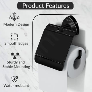 Plantex J4 Stainless Steel Toilet Paper Holder for Bathroom/Tissue Holder for Washroom/Toilet roll Holder for Wall Mounted/Bathroom Accessories (PVD Black Finish) Angel