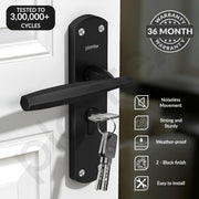 Plantex Heavy-Duty Door Lock/Door Handle Set with 3 Years of Warranty/Mortise Lock with 3 Keys, Brass Lockbody & Cylinder (8135 - Z-Black)