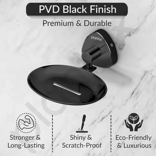 Plantex J4 Stainless Steel Wall Mounted Soap Holder for Bathroom/Soap Holder for Kitchen/Soap Stand for Bathroom/Bathroom Accessories (PVD Black Finish) Angel