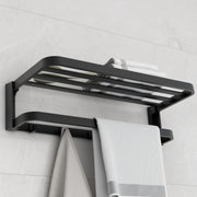 Plantex Towel Rack for Bathroom/Aluminium Towel Hanger/Towel Holder with Towel Rod and Hook/Towel Stand/24 Inch Towel Bar/Bathroom Accessories - (Black)