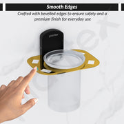 Plantex 304 Grade Stainless Steel Tumbler Holder/Tooth Brush Holder for Bathroom/Bathroom Accessories - Parv (Gold & Black)
