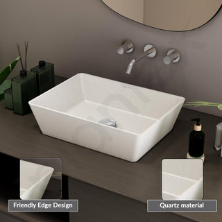 Plantex Granite Quartz Counter Top WashBasin for Bathroom/Rectangle Tabletop Wash Basin/Vessel Sink Wash Basin Over Counter for Home/Restaurant (Grey Stone - 18 x 13 x 5 Inch)
