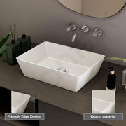 Plantex Granite Quartz Counter Top WashBasin for Bathroom/Rectangle Tabletop Wash Basin/Vessel Sink Wash Basin Over Counter for Home/Restaurant (Grey Stone - 18 x 13 x 5 Inch)