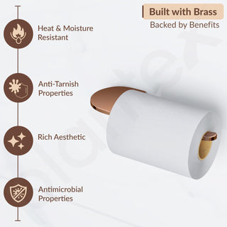Plantex Smero Pure Brass Toilet Paper Holder/Toilet Paper Roll Holder/Tissue Paper Roll Holder for Bathroom - Smart (PVD Rose Gold)
