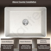 Plantex Counter Top WashBasin for Bathroom/Granite Quartz Rectangle Tabletop Wash Basin/Vessel Sink Wash Basin Over Counter for Home/Restaurant (Grey Stone - 18 x 13 x 5 Inch)