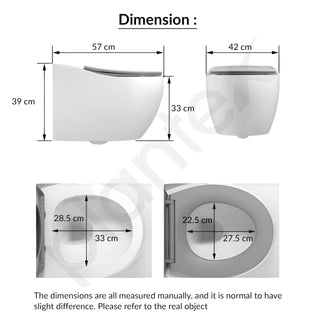 Plantex Imported Ceramic Rimless Commode for Toilet/Wall Hung Western Toilet/Washdown Commode with Soft Closing Toilet Seat Cover - P Trap Outlet (1183, Grey Glossy)
