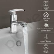 Plantex Pillar Tap for Bathroom with Water Saving Aerator and Brass Spindle/Wash Basin Tap with Teflon Tape/Single Lever Water Tap-(Samar-Chrome)