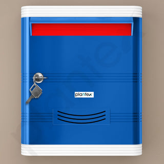 Plantex Durable Plastic Letter/Suggestion Box for Office With Key Lock - Post/Complaint Box for Home - Wall Mounted (Blue & White)