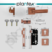 Plantex Premium Mortise Lock with 3 Years of Warranty/Main Door Lock Set for Home/Door Locks (PT-013, Rose Gold)