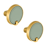 Plantex Knobs for Drawers/Drawer Knobs/Round Knob for Cabinets/Pull-Push Knob for Kitchen/Bedroom/Drawer - Pack of 2 (Gold & Green)
