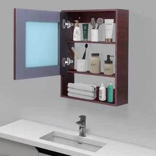 Plantex Bathroom Mirror Cabinet - HDHMR Wood Rio Bathroom Organizer Cabinet (18 x 24 Inches) Bathroom Accessories (APS-6022-Rose Wood)