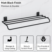 Plantex 304 Grade Stainless Steel 24-inch Bathroom Towel Rack/Towel Bar/Towel Stand/Towel Rod/Bathroom Accessories - Pack of 1 (Crystal - Black)
