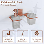 Plantex 304 Grade Stainless Steel Glass Liquid Dispenser with Tumbler Holder/Toothbrush Holder/Shampoo Dispenser for Washbasin/Kitchen/Bathroom Accessories - Pack of 1 (Crystal, PVD Rose Gold)