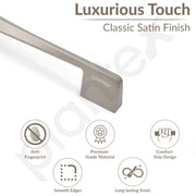 Plantex Cabinet Handle/96mm Handle for Drawer/Wardrobe/Kitchen Handle/Pull-Push Handle for Home/Office - Pack of 2 (Satin)