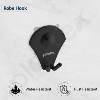 Plantex Royal Stainless Steel Robe Hook for Bathroom/Cloth-Towel Hanger/Napkin Hanger/Bathroom Accessories (Black, Powder Coated)