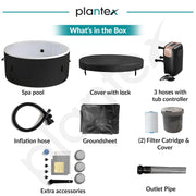 Plantex Inflatable Hot Tub/Round Portable Tub for 4 Person/Outdoor Spa Tub with 180 Air Bubble/Massage Tub with Control Panel - 71 x 26 Inch (Black & White)