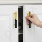 Plantex Stainless Steel & Aluminium Cabinet Handle/96mm Wardrobe Door Handle/Cupboard Pull-Push Handles for Home/Office - Pack of 2 (Black & Gold)