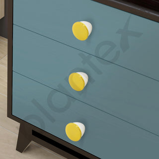 Plantex Knobs for Drawer/Drawer Knobs/Knobs for Cabinets/Pull-Push Knobs for Kitchen/Bedroom Drawer - Pack of 4 (Gold & White)