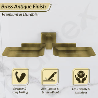 Plantex Stainless Steel Double Soap Holder for Bathroom/Soap Case/Dual Soap Dish/Soap Storage/Bathroom Accessories - Pack of 1, Aqua (Brass Antique)