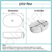 Plantex TableTop Wash Basin for Bathroom/Ceramic Basin with 10 Years Glaze Warranty by Plantex/Washbasin for Home/Hotel/Restaurant (Glossy White - 19 x 13 x 5.5 Inch)
