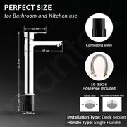 Plantex Single Lever Basin Mixer Tap/Pure Brass Pillar Tap for Wash Basin/Hot and Cold Water Tap for Basin/Long Body Water Tap - Pack of 1 (Chrome, 3227)