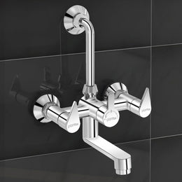 Plantex Pure Brass Wall Mixer for Bathroom 2 in 1 with L-Bend Provision for Overhead Shower/Mixer Tap for Bathroom -7 Year Warranty by Plantex -(Pac-1818-Chrome)