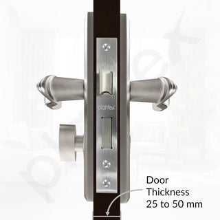 Plantex Heavy-Duty Door Lock Set - Main Door Lock Plate Handle Set/6-Lever Mechanism Mortise Locks with 3 Keys/Brass Locks Body & Cylinder (PTP-09-Satin & CP)