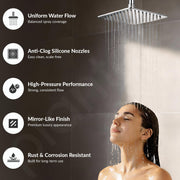 Plantex Stainless Steel Overhead Shower 6 x 6 inch with Water-Saving Technology/High pressure Rain Shower Head without Arm/Bathroom Shower -(Ultra Slim-Chrome)