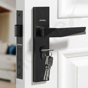 Plantex Heavy-Duty Door Lock Handle Set/6-Lever Lock Mechanism with 3 Years of Warranty/Mortise Lock with 3 Keys, Brass Lock Body & Cylinder - (Z-Black)