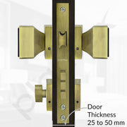 Plantex Heavy Duty Door Lock/Main Door Mortise Lock Handle/Handle Set for Home/Office/Door Accessories - (PT-011, Brass Antique & Black)