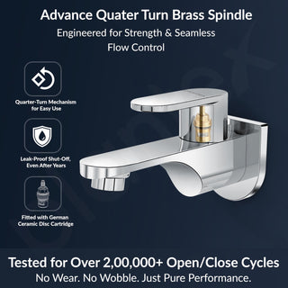 Plantex Pure Brass Bib Cock for Bathroom with Water-Saving Aerator/Wall Mount Bib Tap with Wall Flange & Teflon Tape/Tap for Bathroom (ORN-201-Chrome Finish)