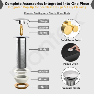 Plantex Pure Brass Waste Coupling for Kitchen Sink/5 inch Drain Out let System Full Thread Pop up Coupling for Wash Basin - Pack of 1 (Chrome)