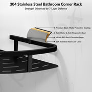 Plantex 304 Stainless Steel Corner/Bathroom Shelf/Kitchen Shelf/Wall Mount - Pack of 2 (Black,9x9 Inches)