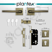 Plantex Triple Security Door Lock for Home/Main Door Lock Set with 3 Years of Warranty/Mortise Lock for Door with Brass Lock Body & Cylinder(7122 - Brass Antique Finish)