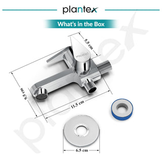 Plantex Pure Brass 2 in 1 Tap for Washing Machine with Water Saving Aerator/2-Way Bib Cock for Bathroom with Brass Wall Flange & Teflon Tape -7 Year Warranty-(PAC-1807-Chrome)