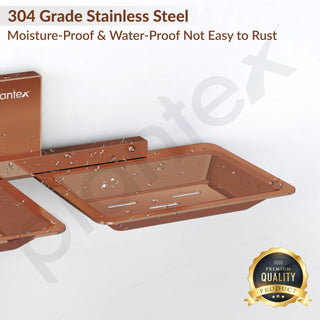 Plantex 304 Grade Stainless Steel Double Soap Stand/Dual Soap Dish/Soap Case/Soap Storage/Soap Holder for Bathroom/Bathroom Accessories - Pack of 1 (Crystal, PVD Rose Gold)