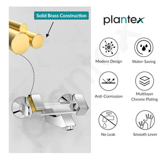 Plantex PRI-316 Pure Brass Non Telephonic Wall Mixer with Water Saving Technology Tap/Mixer Tap for with Brass Wall Flange and Teflon Tape-7 Year Warranty (Chrome)