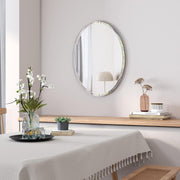 Plantex Unframed Unframed Oval Mirror for Wall/Mirror with Beveled Smooth Edges/Mirror for Bathroom/Dressing Room/Living Room/Bedroom/Entryway - (18x12 Inch), White