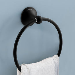 Plantex Towel Ring for Bathroom/Stainless Steel Towel Holder/Round Napkin Ring/Towel Stand for Bathroom/Bathroom Accessories - Pack of 1 (Black)