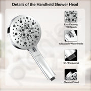 Plantex Telephonic Brass Wall Mixer for Bathroon 2 in 1/Hand Shower 8 Modes/1.5 mtr. Hose Pipe with Self Adhesive Bracket/Bathroom Accessories