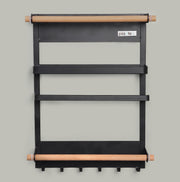 Plantex GI Steel Multi-Purpose Magnetic Shelf for Home/Fridge Organizer Spice Rack with Paper-Towel Holder/Kitchen Rack for Refrigerator (Big-Black)