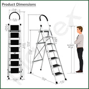 Plantex Steel Ladder for Home/Strong Foldable Wide 7 Step Ladder/Anti-Skid 7 Step Ladder - (Apex - White)