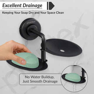 Plantex 304 Grade Stainless Steel Double Soap Holder/Soap Stand/Soap Dish for Bathroom and Wash Basin/Bathroom Accessories - Daizy (Black)