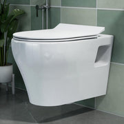 Plantex Ceramic Commode for Toilet/Rim Washdown Western Commode/P Trap Wall Hung Toilet for Bathroom with Soft Close Seat Cover - (White)
