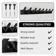 Plantex Wall Hooks for Hanging Cloth/Stainless Steel Towel Hangers/Bathroom Robe Hooks/Door Hangers/Square Wall Hook/Hook Rail for Hanging Keys - 8 Hooks (Pack of 1, PVD Black)