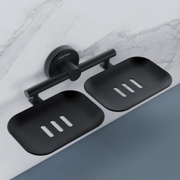 Plantex Galaxy 304 Grade Stainless Steel Rectangular Double Soap Holder for Bathroom/Soap Stand/Soap Holder/Bathroom Accessories - (Black)