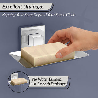 Plantex Aqua Heavy-Duty Stainless Steel Soap Holder for Bathroom/Soap Dish/Soap Stand/Bathroom Accessories - (Chrome)