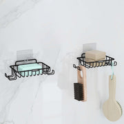 Plantex Self Adhesive Soap Dish with Hook for Bathroom/GI Steel Soap Case with Hook/Soap Holder/Soap Tray with Hook/Bathroom Accessories - Pack of 2 (Black)
