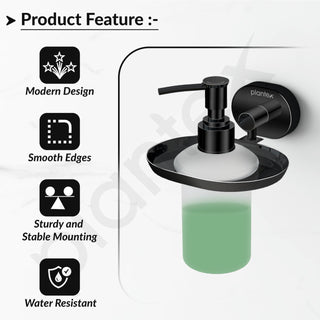 Plantex J4 Stainless Steel Liquid Soap Dispenser/Shampoo Dispenser for Wash Basin/Hand Wash Dispenser Wall Mounted/Bathroom Accessories (PVD Black Finish) Onix