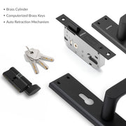 Plantex Door Lock Set - Main Door Lock Plate Handle Set/Mortise Lock with 3 Keys/Lock Body and Cylinder - Pack of 1 (OHMH-81, Z-Black)